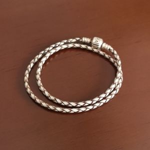 Pandora white leather bracelet